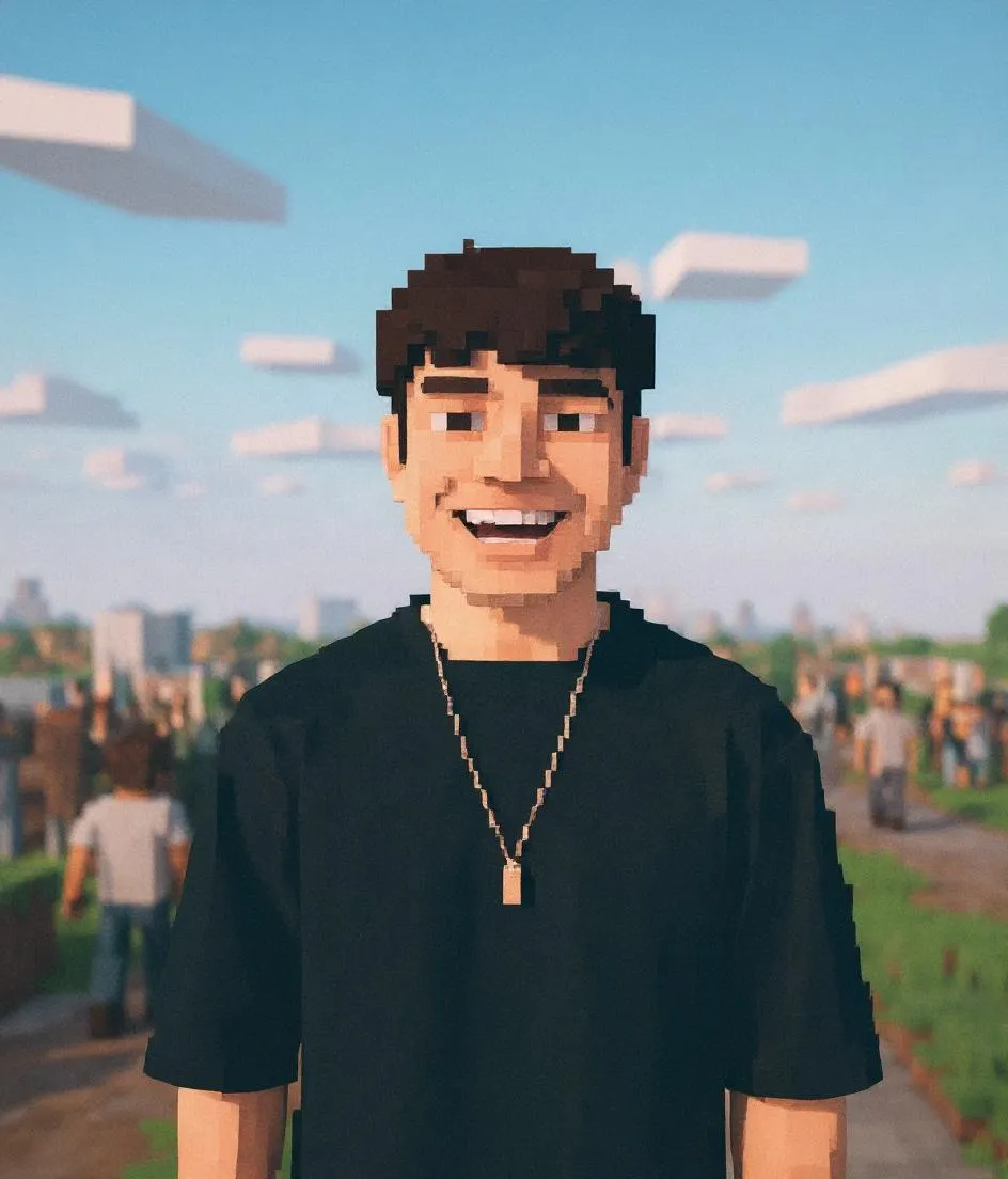 Minecraft style transformation of andre tan